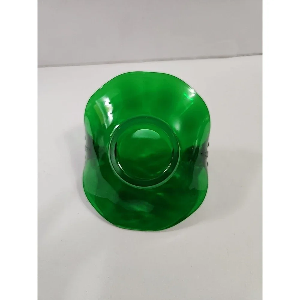Anchor Hocking Forest GreenGlass Curled Edge Candy/Trinket/Plate